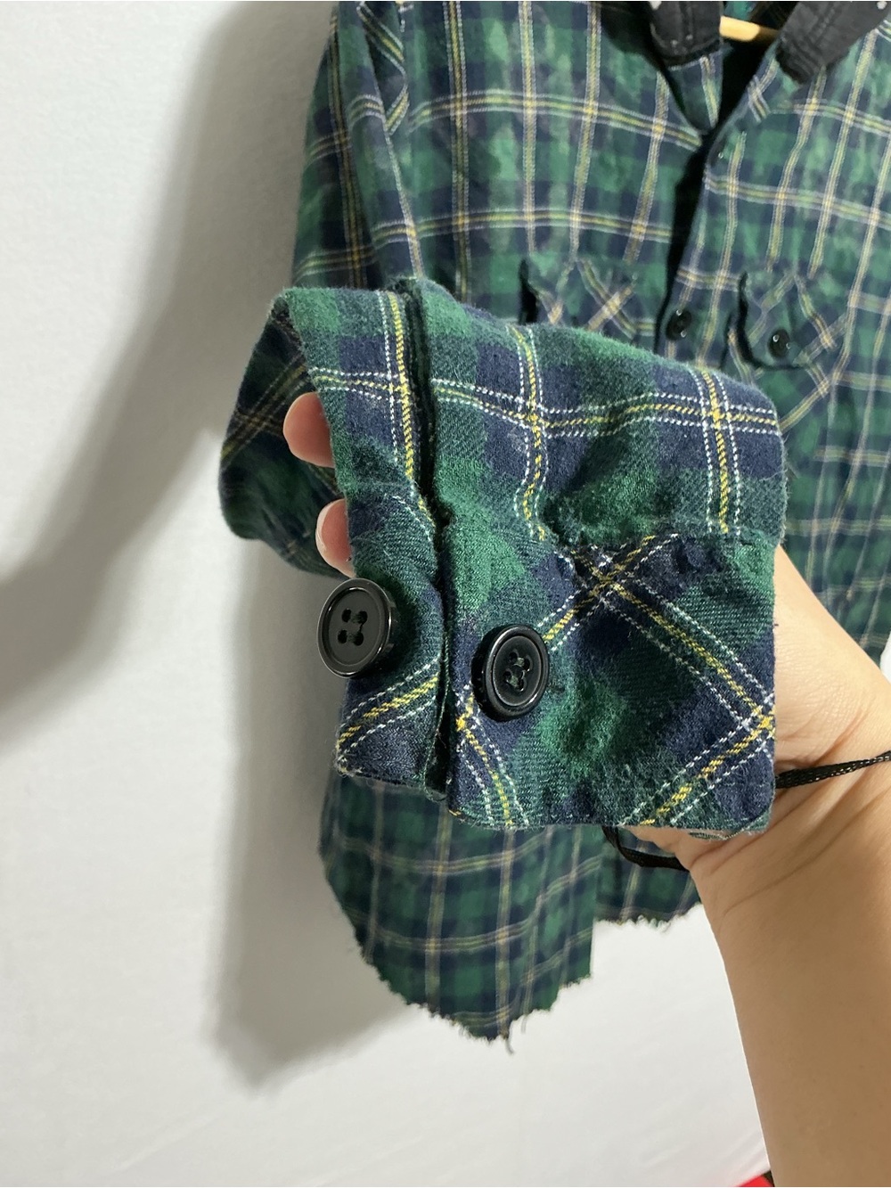 Current Mood Green Plaid Hooded Flannel Shirt Women’s S Grunge Distressed - Picture 14 of 15